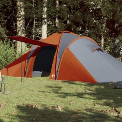 vidaXL Tienda de campaña 6 personas tafetán 185T gris y naranja