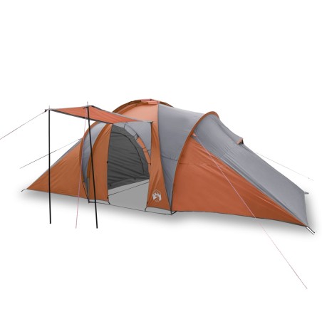 vidaXL Tienda de campaña 6 personas tafetán 185T gris y naranja
