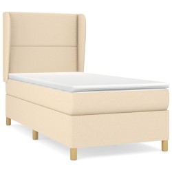 vidaXL Cama box spring con colchón tela color crema 100x200 cm
