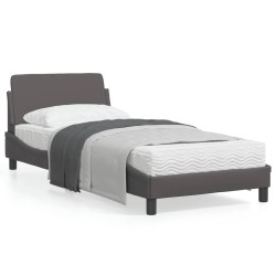 vidaXL Estructura de cama con cabecero cuero sintético gris 90x200 cm