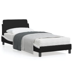 vidaXL Estructura cama cabecero cuero sintético negro blanco 90x200 cm