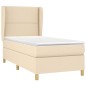 vidaXL Cama box spring con colchón tela color crema 100x200 cm vidaXL Cama box spring con colchón tela color crema 100x200 cm