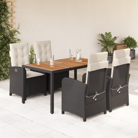 vidaXL Set de muebles jardín 5 pzas con cojines ratán sintético negro