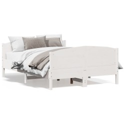vidaXL Estructura de cama con cabecero madera pino blanco 120x190 cm