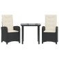 vidaXL Set comedor de jardín 3 pzas con cojines ratán sintético negro vidaXL Set comedor de jardín 3 pzas con cojines ratán sintético negro