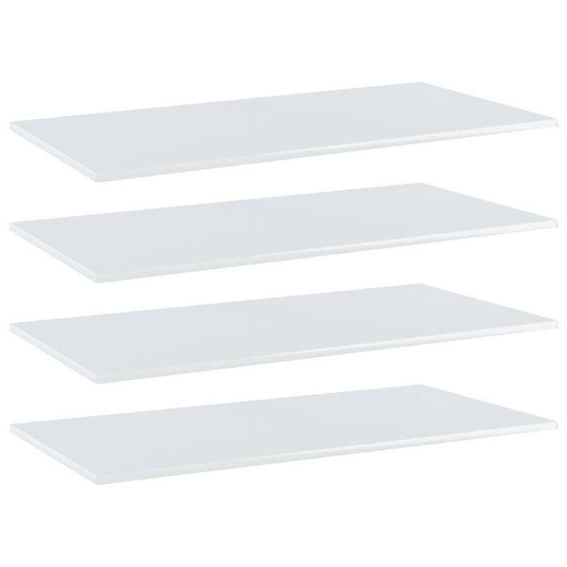 vidaXL Estante para estantería 4 uds madera blanco brillo 100x50x1,5cm