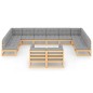 vidaXL Juego de muebles de jardín 12 pzas y cojines madera maciza pino vidaXL Juego de muebles de jardín 12 pzas y cojines madera maciza pino