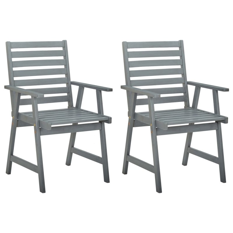vidaXL Sillas de comedor de jardín 2 uds madera maciza de acacia gris vidaXL Sillas de comedor de jardín 2 uds madera maciza de acacia gris