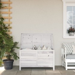 vidaXL Arcón de jardín madera maciza abeto blanco 99x49,5x58,5 cm