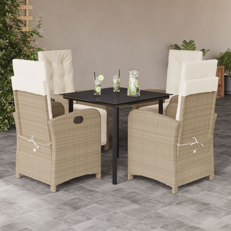 vidaXL Set comedor de jardín 5 pzas con cojines ratán sintético beige vidaXL Set comedor de jardín 5 pzas con cojines ratán sintético beige