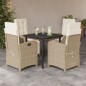 vidaXL Set comedor de jardín 5 pzas con cojines ratán sintético beige vidaXL Set comedor de jardín 5 pzas con cojines ratán sintético beige