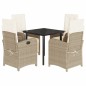 vidaXL Set comedor de jardín 5 pzas con cojines ratán sintético beige vidaXL Set comedor de jardín 5 pzas con cojines ratán sintético beige