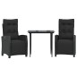 vidaXL Set comedor de jardín 3 pzas con cojines ratán sintético negro vidaXL Set comedor de jardín 3 pzas con cojines ratán sintético negro