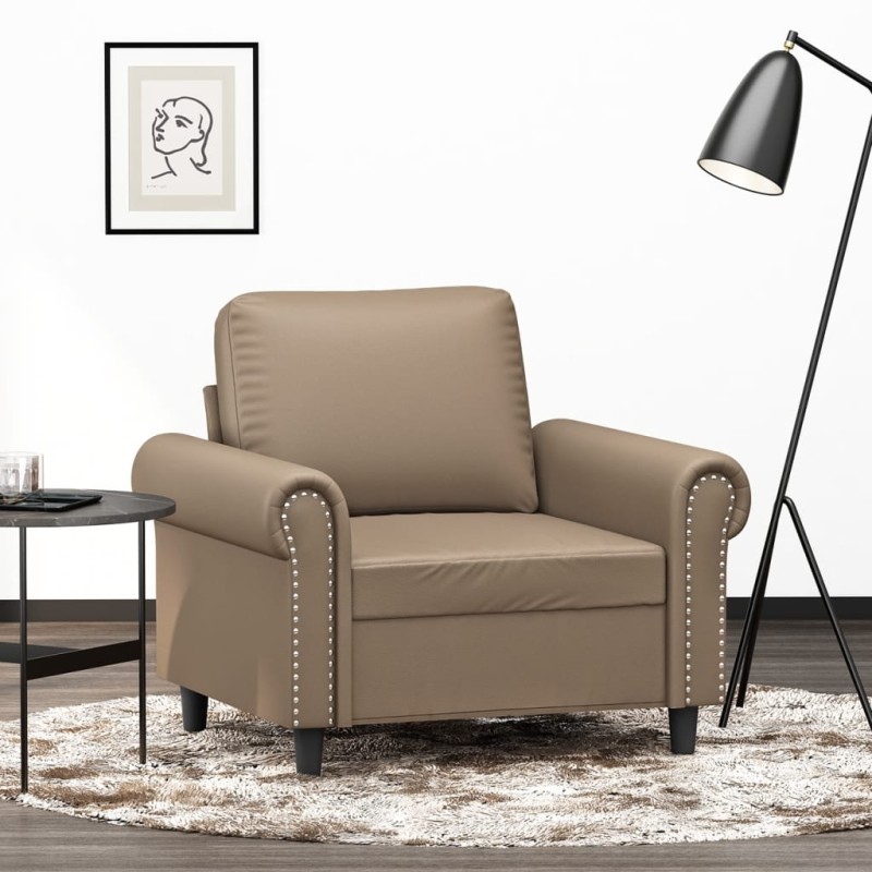 vidaXL Sillón cuero sintético color capuchino 60 cm vidaXL Sillón cuero sintético color capuchino 60 cm