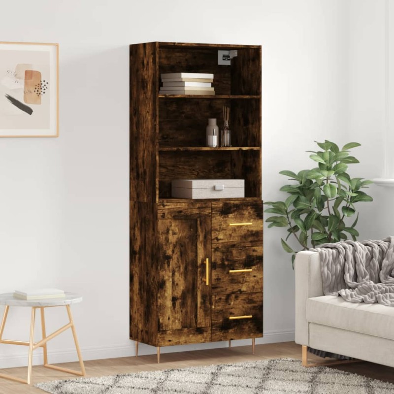vidaXL Aparador alto madera contrachapada roble ahumado 69,5x34x180 cm vidaXL Aparador alto madera contrachapada roble ahumado 69,5x34x180 cm