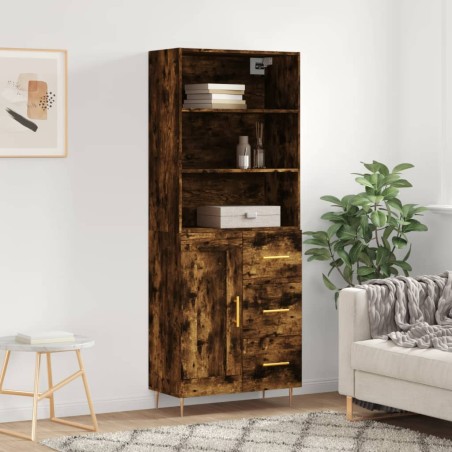 vidaXL Aparador alto madera contrachapada roble ahumado 69,5x34x180 cm