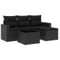 vidaXL Set de muebles de jardín 5 pzas y cojines ratán sintético negro vidaXL Set de muebles de jardín 5 pzas y cojines ratán sintético negro