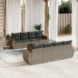 vidaXL Set de muebles de jardín 9 pzas y cojines ratán sintético gris vidaXL Set de muebles de jardín 9 pzas y cojines ratán sintético gris