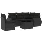 vidaXL Set de sofás de jardín 6 piezas y cojines ratán sintético negro