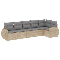 vidaXL Juego de sofás jardín con cojines 6 pzas ratán sintético beige