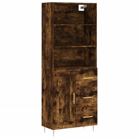vidaXL Aparador alto madera contrachapada roble ahumado 69,5x34x180 cm
