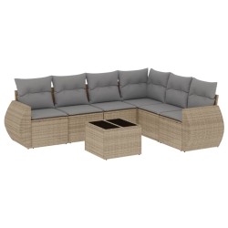 vidaXL Set sofás de jardín 7 piezas y cojines ratán sintético beige