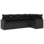 vidaXL Set de muebles de jardín 5 pzas y cojines ratán sintético negro vidaXL Set de muebles de jardín 5 pzas y cojines ratán sintético negro