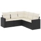 vidaXL Set de muebles de jardín 5 pzas y cojines ratán sintético negro vidaXL Set de muebles de jardín 5 pzas y cojines ratán sintético negro