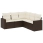 vidaXL Set comedor de jardín 5 piezas y cojines ratán sintético marrón