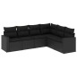 vidaXL Set de sofás de jardín 6 piezas y cojines ratán sintético negro vidaXL Set de sofás de jardín 6 piezas y cojines ratán sintético negro
