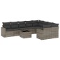 vidaXL Set de sofás de jardín 10 pzas con cojines ratán sintético gris vidaXL Set de sofás de jardín 10 pzas con cojines ratán sintético gris