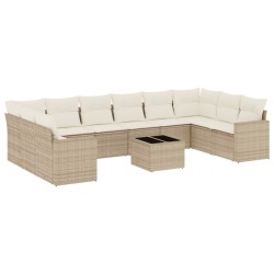 vidaXL Set de sofás de jardín 11pzas con cojines ratán sintético beige