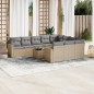 vidaXL Set de sofás de jardín 11pzas con cojines ratán sintético beige
