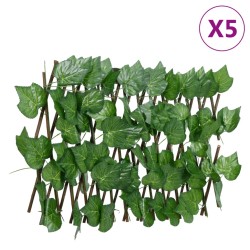 vidaXL Enrejado expansible de parra artificial verde 5 uds 180x20 cm