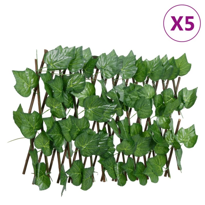 vidaXL Enrejado expansible de parra artificial verde 5 uds 180x20 cm