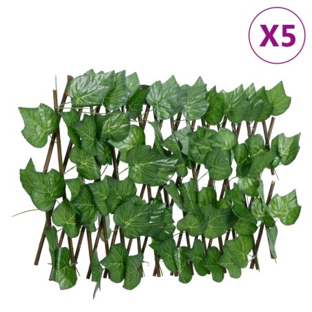 vidaXL Enrejado expansible de parra artificial verde 5 uds 180x20 cm