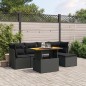 vidaXL Set de sofás de jardín 6 piezas y cojines ratán sintético negro vidaXL Set de sofás de jardín 6 piezas y cojines ratán sintético negro