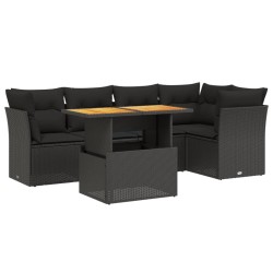 vidaXL Set de muebles de jardín 5 pzas y cojines ratán sintético negro