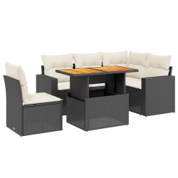 vidaXL Set de sofás de jardín 6 piezas y cojines ratán sintético negro
