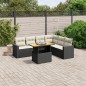 vidaXL Set de comedor de jardín 7 pzas y cojines ratán sintético negro