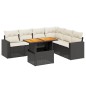 vidaXL Set de comedor de jardín 7 pzas y cojines ratán sintético negro