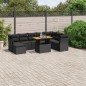 vidaXL Set de sofás de jardín 8 piezas y cojines ratán sintético negro vidaXL Set de sofás de jardín 8 piezas y cojines ratán sintético negro