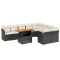 vidaXL Set de sofás de jardín 10 pzas cojines ratán sintético negro vidaXL Set de sofás de jardín 10 pzas cojines ratán sintético negro