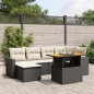 vidaXL Set de comedor de jardín 7 pzas y cojines ratán sintético negro vidaXL Set de comedor de jardín 7 pzas y cojines ratán sintético negro