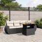 vidaXL Set de muebles de jardín 5 pzas y cojines ratán sintético negro vidaXL Set de muebles de jardín 5 pzas y cojines ratán sintético negro