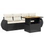 vidaXL Set de muebles de jardín 5 pzas y cojines ratán sintético negro vidaXL Set de muebles de jardín 5 pzas y cojines ratán sintético negro