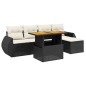 vidaXL Set de sofás de jardín 6 piezas y cojines ratán sintético negro vidaXL Set de sofás de jardín 6 piezas y cojines ratán sintético negro
