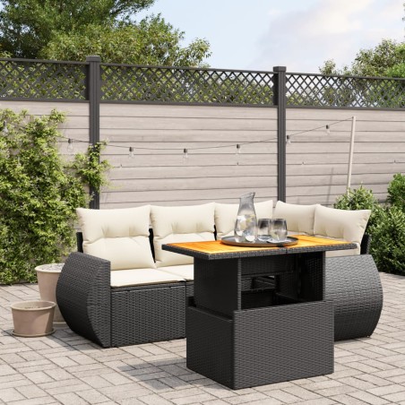 vidaXL Set de muebles de jardín 5 pzas y cojines ratán sintético negro