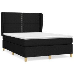vidaXL Cama box spring con colchón tela negro 140x200 cm