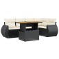 vidaXL Set de sofás de jardín 6 piezas y cojines ratán sintético negro vidaXL Set de sofás de jardín 6 piezas y cojines ratán sintético negro